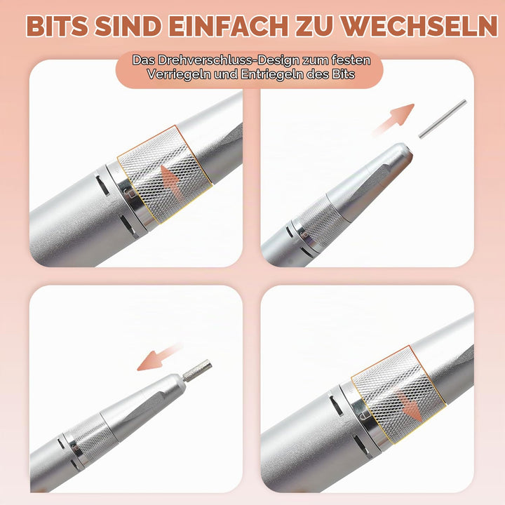 Nagelfräser JCMaster Profi, Fräser Nägel 35.000 U/Min, tragbare Elektrische Nagelfeile für Gelnägel