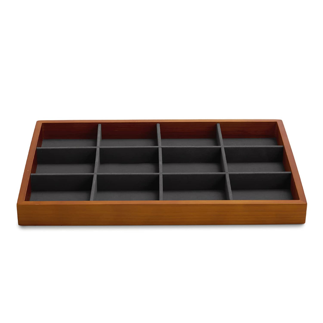 Oirlv Massivholz 12 Gitter Schmucktabletts Stapelbar Schmuckschublade Armband/Uhren Vitrine Display