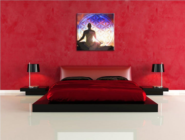 anmutige Blume des Lebens, Format: 70x70 auf Leinwand, XXL riesige Bilder fertig gerahmt mit Keilrah