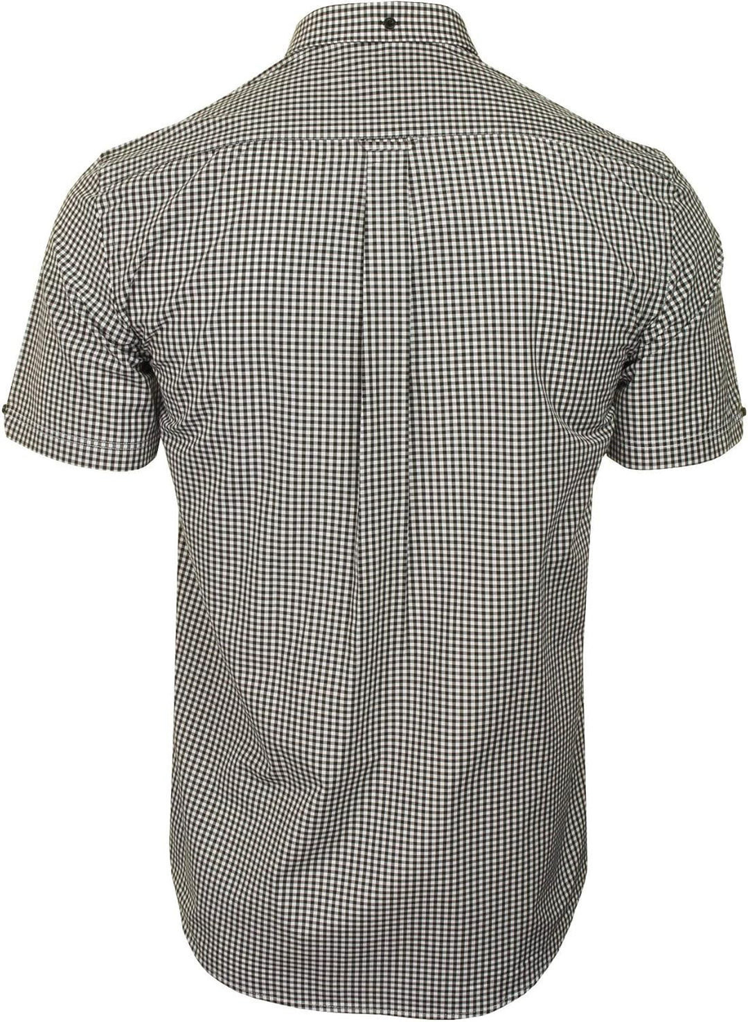Xact Herren Kurzarmhemd mit Gingham-Karo, Button-Down-Kragen, Normale Passform M Black/ White, M Bla