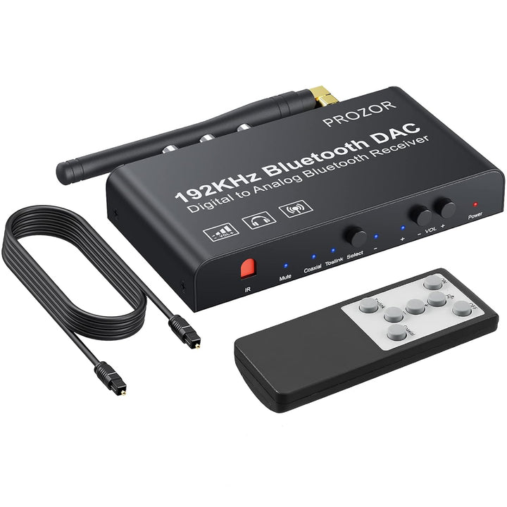 PROZOR DAC Konverter 192kHz Eingebauter Bluetooth V5.0 Empfänger Digital zu Analog Stereo L/R RCA 3.