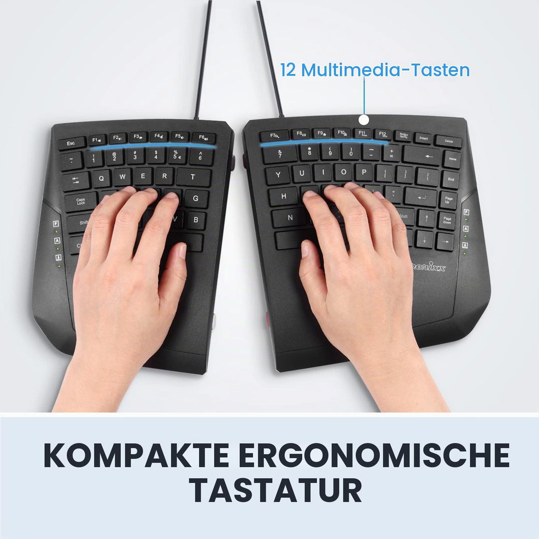 Perixx PERIBOARD-524B US, [Firmware aktualisiert] kabelgebundene ergonomische Split-Tastatur - Einst