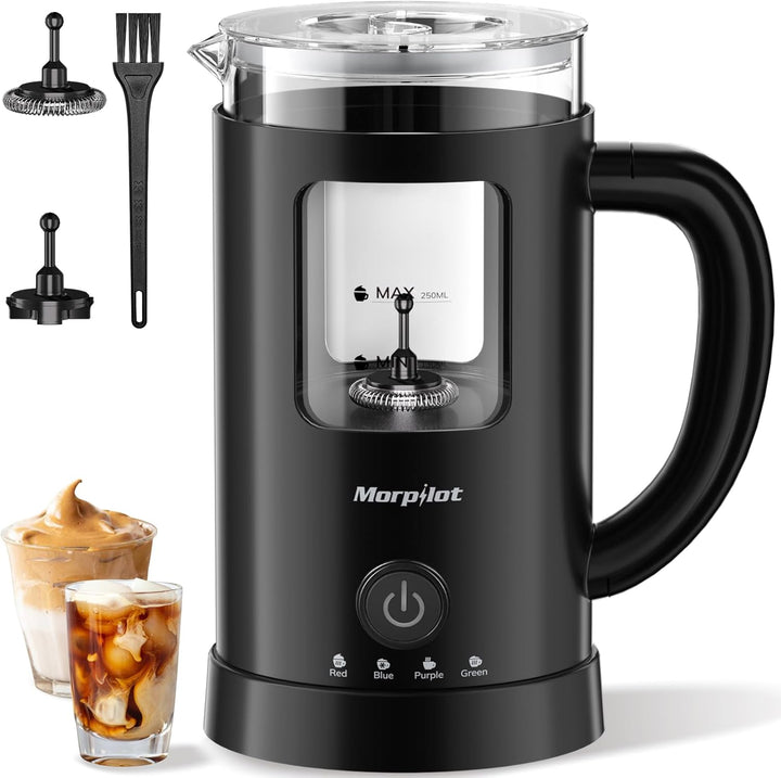 Morpilot Milchaufschäumer Elektrisch, 130-600ml 600W, 4 in 1 Milchschäumer für Heisser und Kalter, V