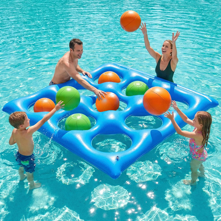 Luxfero Aufblasbares Wasserspielzeug, Tic Tac Toe Pool Spielzeug mit 10 Aufblasbarer Ball, Aufblasba