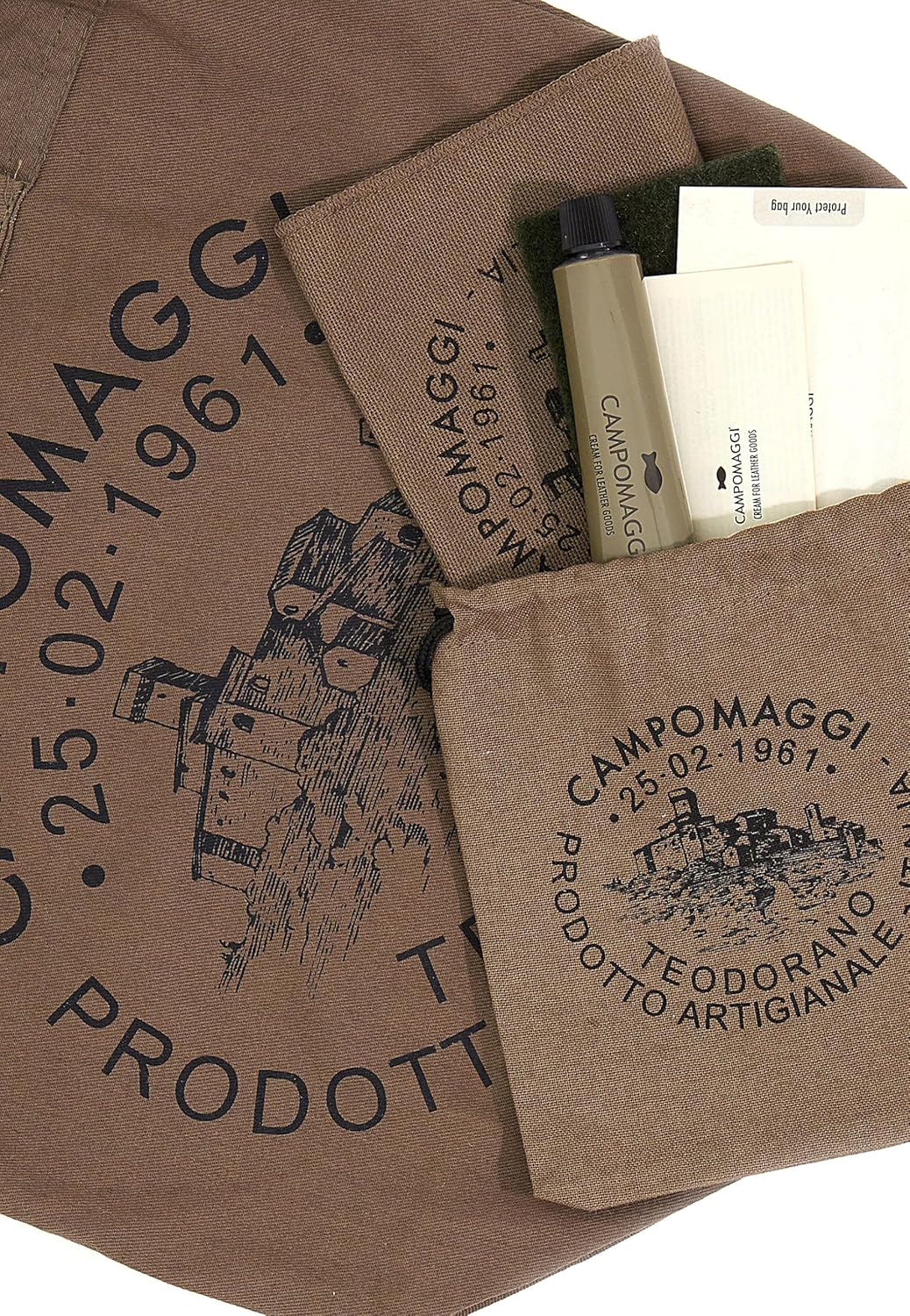 Campomaggi Damen Bowling-Tasche aus Leder mit Nieten Braun Einheitsgrösse Braun, Einheitsgrösse Brau