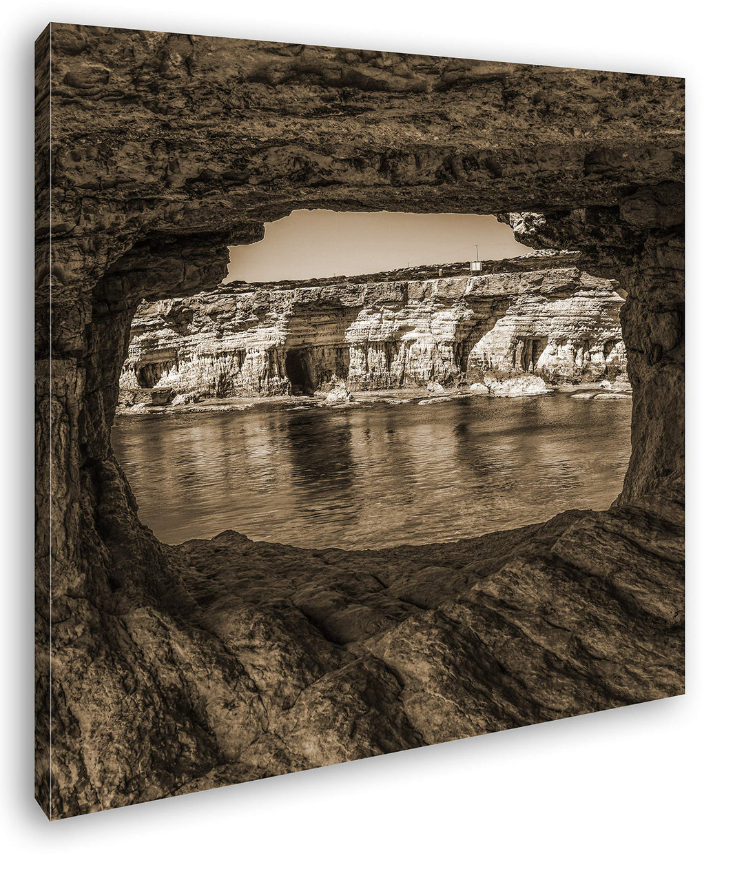 deyoli exotische Küste Format: 60x60 Effekt: Sepia als Leinwandbild, Motiv fertig gerahmt auf Echtho