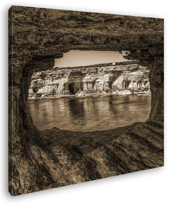 deyoli exotische Küste Format: 60x60 Effekt: Sepia als Leinwandbild, Motiv fertig gerahmt auf Echtho