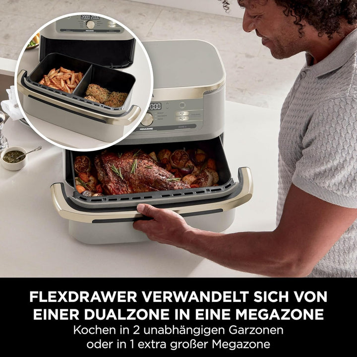 Ninja Foodi FlexDrawer Heissluftfritteuse, Dual Zone, verwandelt sich in MegaZone, 10,4 L, Dual Zone