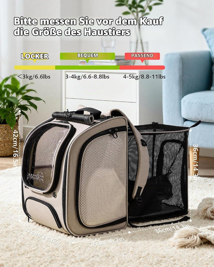 pecute Katzenrucksack Erweiterbar Bubble Haustier Rucksack mit Netzfenster, Tragbare und Faltbare Ka