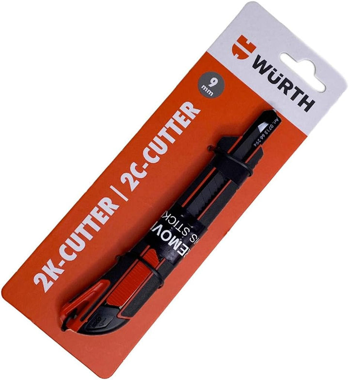 Würth 2K Cuttermesser 9mm + 10x Ersatz Abbrechklingen extrem scharf Teppichmesser Universalmesser 07