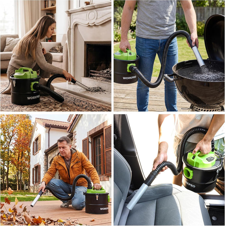 WORKPRO Aschesauger, 700W Asche Staubsauger mit 10L Metallbehälter 16kPa Saugleistung | 2-in-1 Sauge