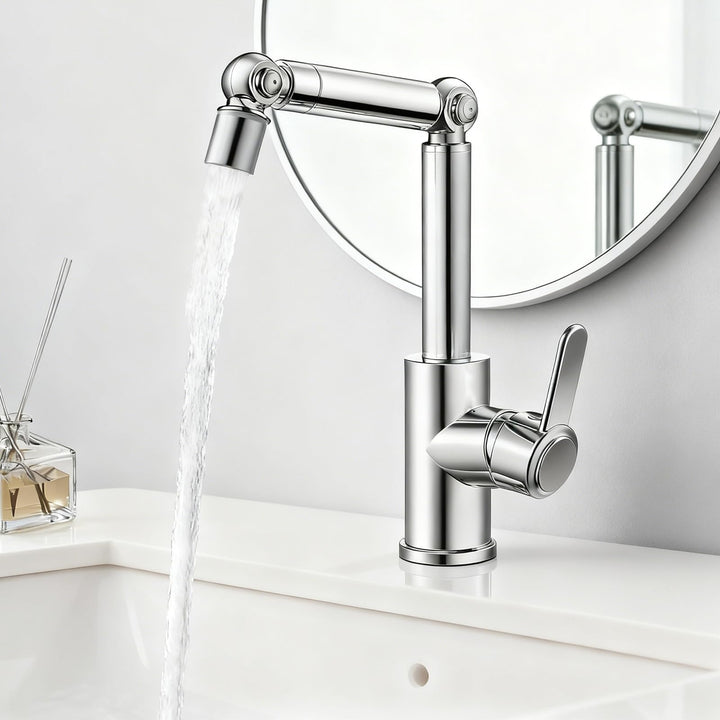 Wasserhahn Bad Drehbar, Waschtischarmatur Badezimmer Hoch Chrom, Mit 360° Schwenkarm & 2 Strahlarten