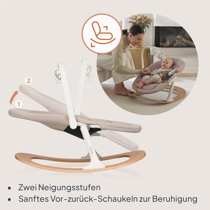 Lionelo Celia Rocker Babywippe ab Geburt bis 9 kg, verstellbare Rückenlehne, 5-Punkt-Gurt, Spielboge