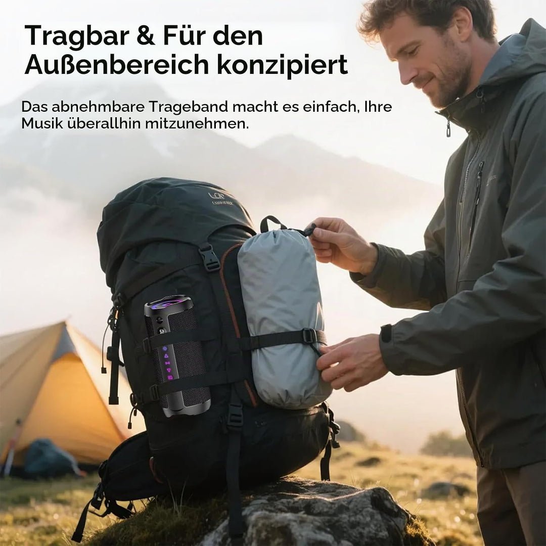 coioc Bluetooth Lautsprecher mit Licht, Bluetooth 5.4 Musikbox,25W Dual Lautsprecher, LED Anzeige &amp;