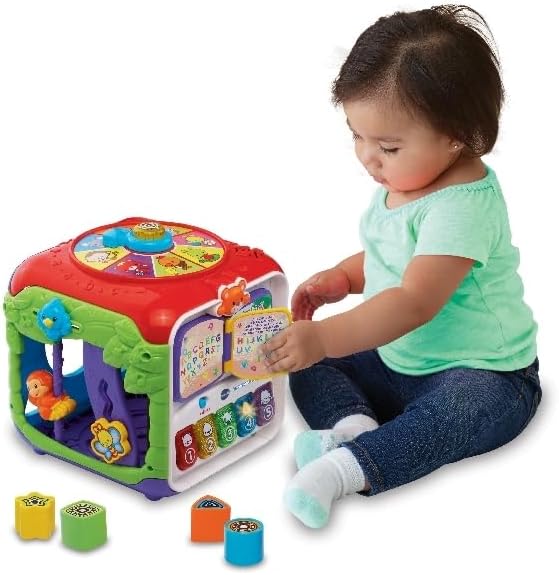 VTech Baby Entdeckerwürfel – Interaktiver Spielwürfel mit Musik, Formen und beweglichen Elementen –