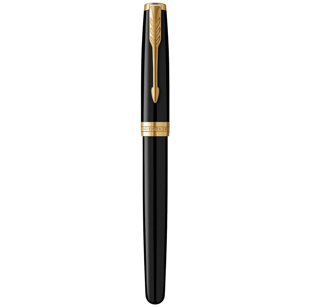 Parker Sonnet Füller | Schwarze Lackierung mit Goldzierteilen | Füllfederhalter mit feiner Feder | G