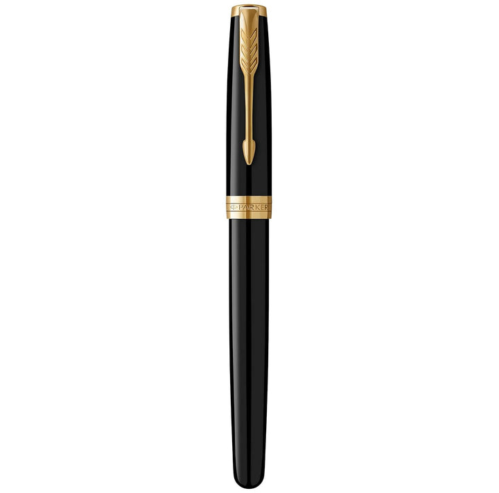 Parker Sonnet Füller | Schwarze Lackierung mit Goldzierteilen | Füllfederhalter mit feiner Feder | G