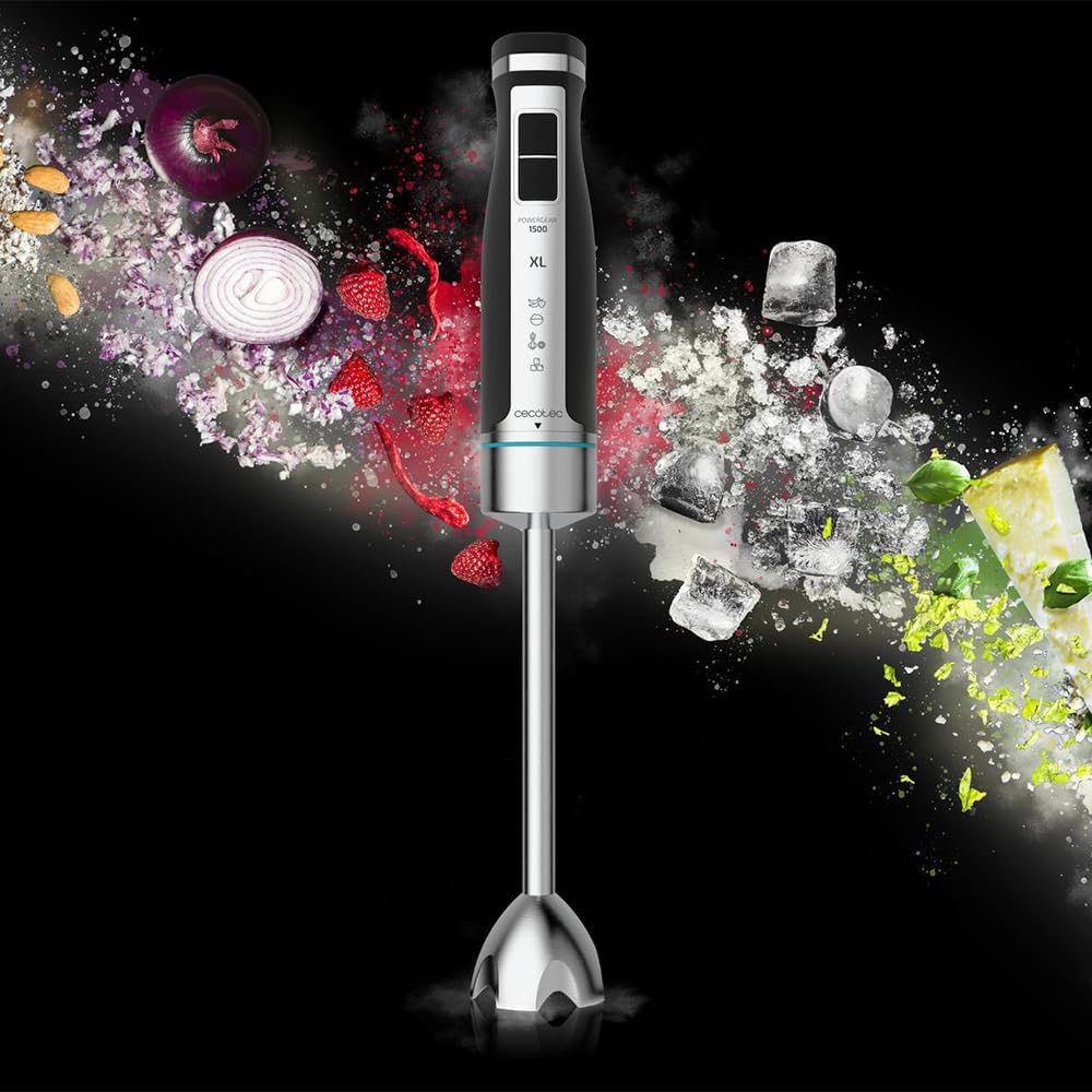 Cecotec Hand- Mixer PowerGear 1500 - Klingen aus Titanium Beschichtung, 21 Geschwindigkeitsstufen, 1