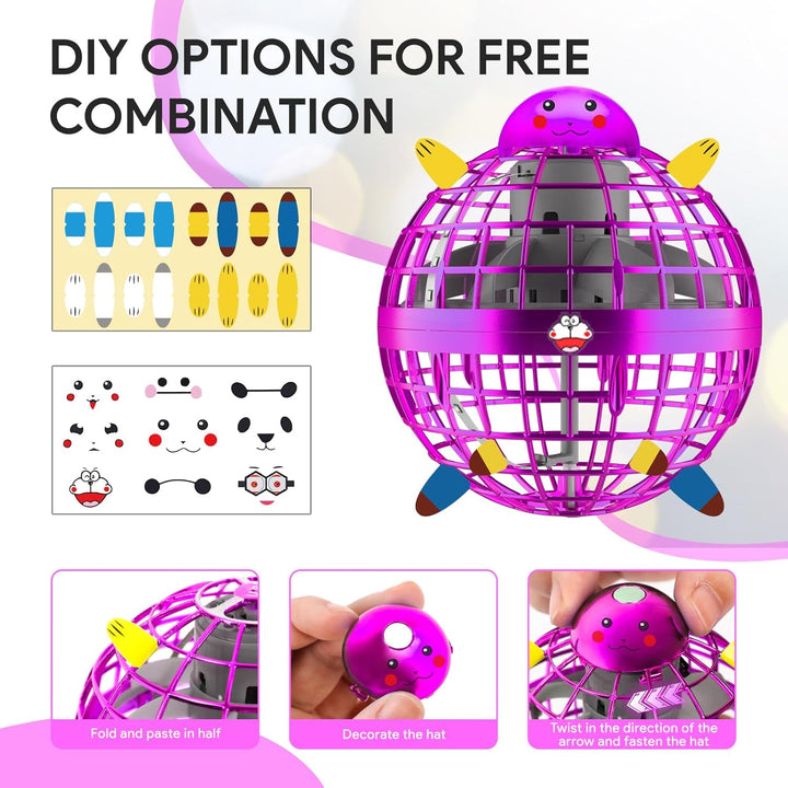 Fliegender Ball,Hand Controlled Hover Ball,Magic Fly Orb Schwebender Ball mit LED Licht Flying Spinn
