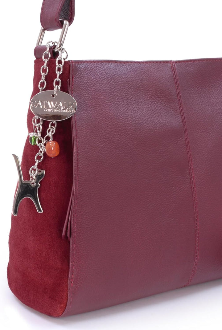 Catwalk Collection Handbags - Damen Umhängetasche Mittelgross - Crossbody Bag - Leder Wildleder - Ve