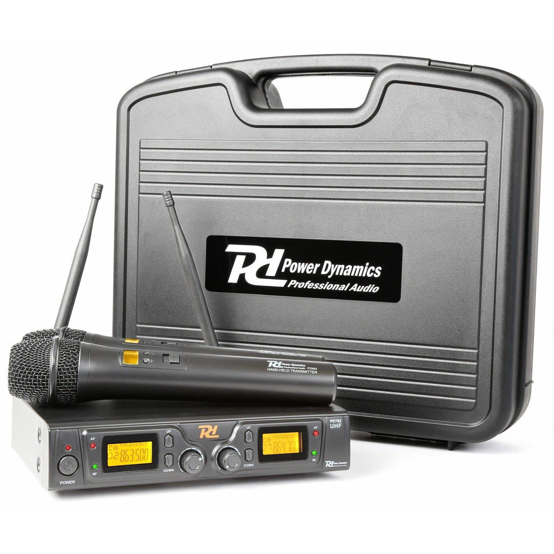 Power Dynamics PD782 Funkmikrofonset mit 2en UHF-Funkmikrofon und Empfänger im Schutzkoffer