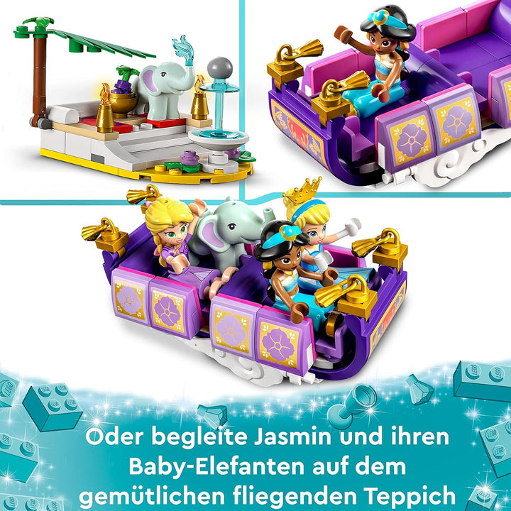 LEGO 43216 Disney Prinzessinnen auf magischer Reise Spielzeug mit Cinderella, Jasmine, Rapunzel Mini