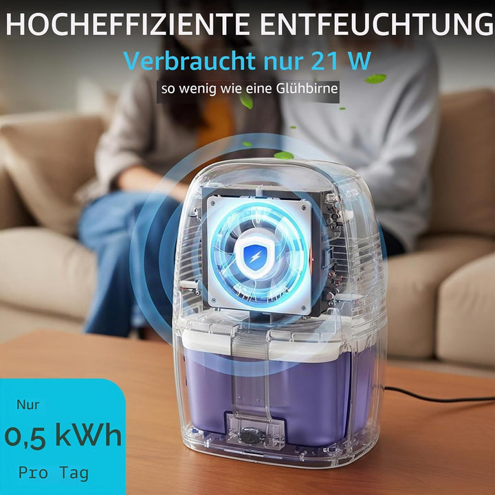 Senelux Leistungsstarker Mini-Luftentfeuchter, 500 ml, tragbar, leise, kleiner Luftentfeuchter, effi