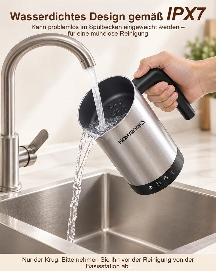 Milchaufschäumer Elektrisch IPX7, 300ml Grosses Silber, Silber