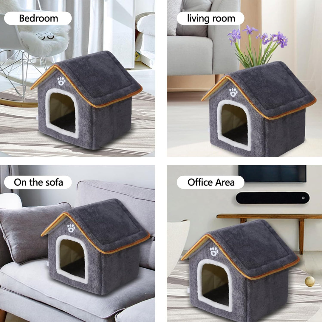 Galatée Hundehütte, Warmes Katzenhöhlenbett Für Den Innenbereich, Süsses, Faltbares Katzenhaus, Wasc