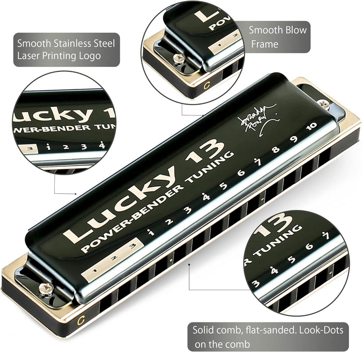 East top Lucky 13 Bass Plus Blues Harmonica 13 Holes Diatonic Harp Mouth Organ Professional Musical