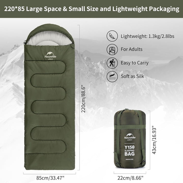 Naturehike Schlafsack mit Kapuze Deckenschlafsack für Camping, Leicht & Bequem, Ideal für Outdoor-Ab
