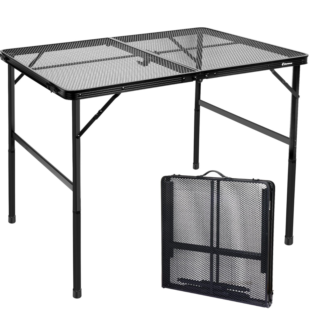 E EASTSTORM Campingtisch Klappbar 120×60cm，Gartentisch，Grilltisch mit Metallgitterplatte，Leicht und