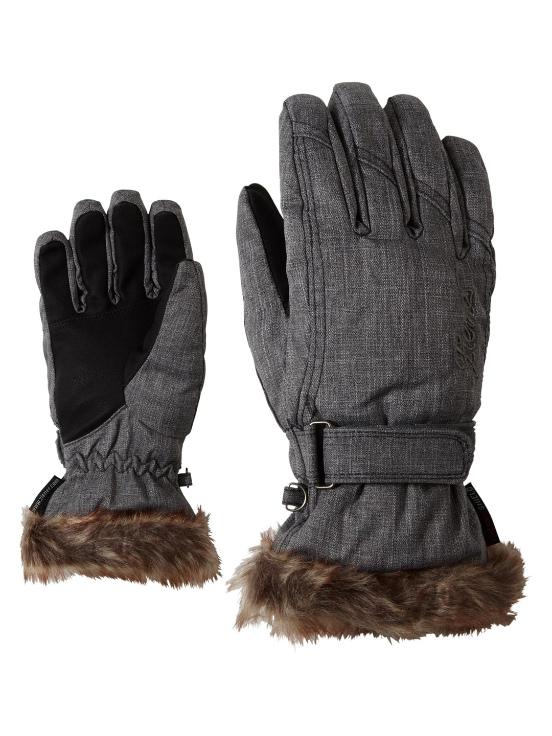 Ziener Damen Ski-Handschuhe / Wintersport, Warm, Atmungsaktiv Kim, 801117 7 grey melange, 7 grey mel