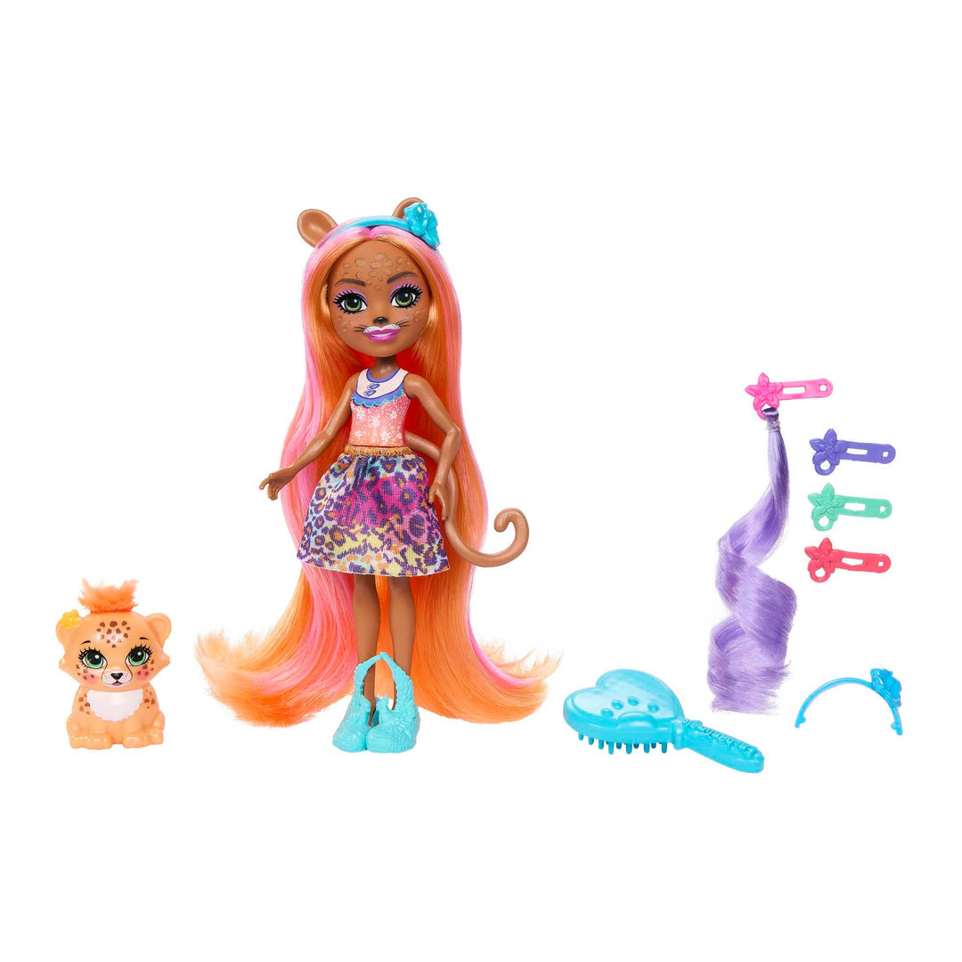Enchantimals Glam Party Deluxe Hair - Puppe mit Zemirah Zebra, Gillian Giraffe oder Charisse Cheetah