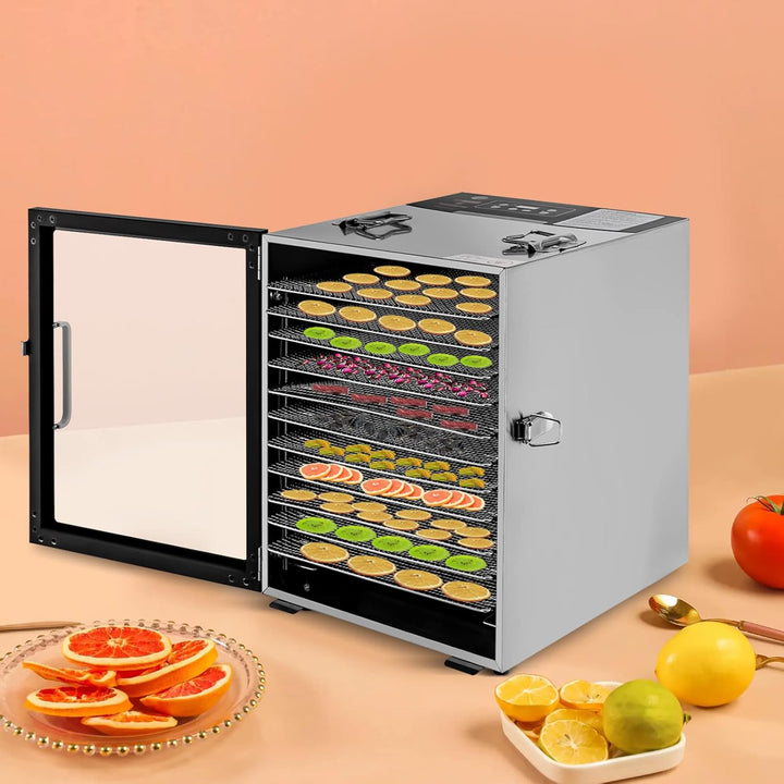 Dörrautomat Edelstahl Premium Lebensmittel Dehydrator mit 12 Einlegefächer, Lebensmitteltrockner 35-