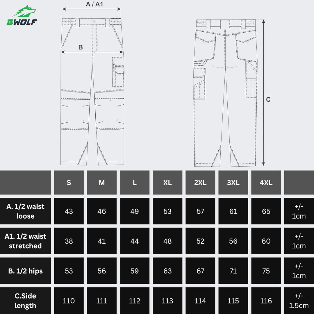 BWOLF Brave Arbeitshosen Männer Arbeitshose Herren Arbeitshose mit multifunktionalen Seitentaschen,