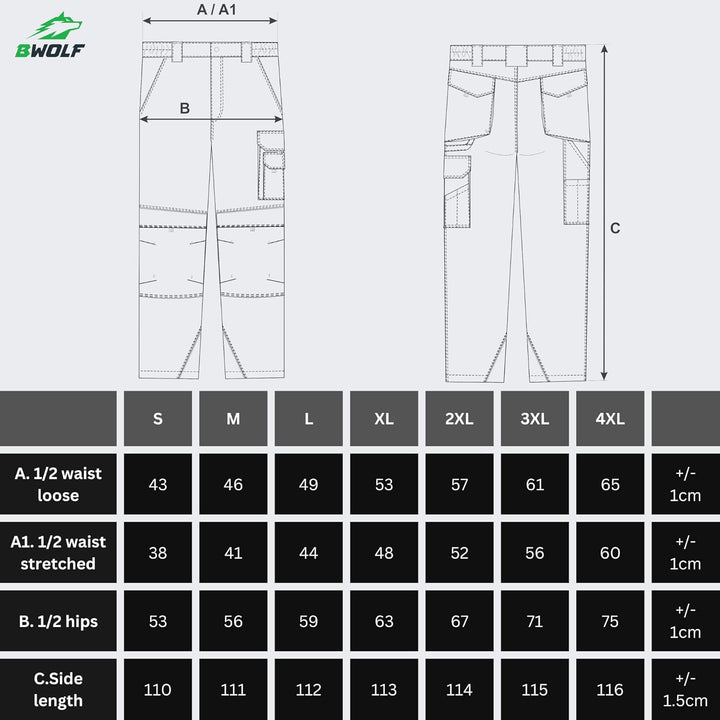 BWOLF Brave Arbeitshosen Männer Arbeitshose Herren Arbeitshose mit multifunktionalen Seitentaschen,