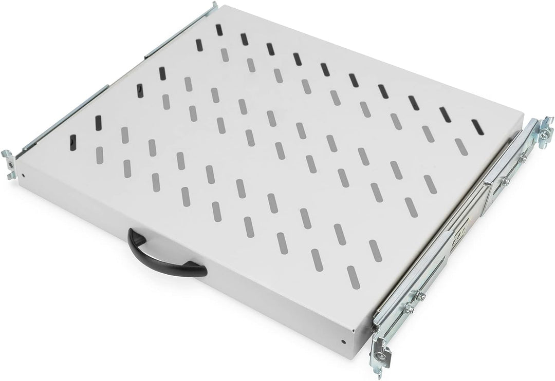DIGITUS Ausziehbarer Fachboden - 19-Zoll - 1HE - Befestigung Vorne & Hinten - Traglast 25 kg - Für N