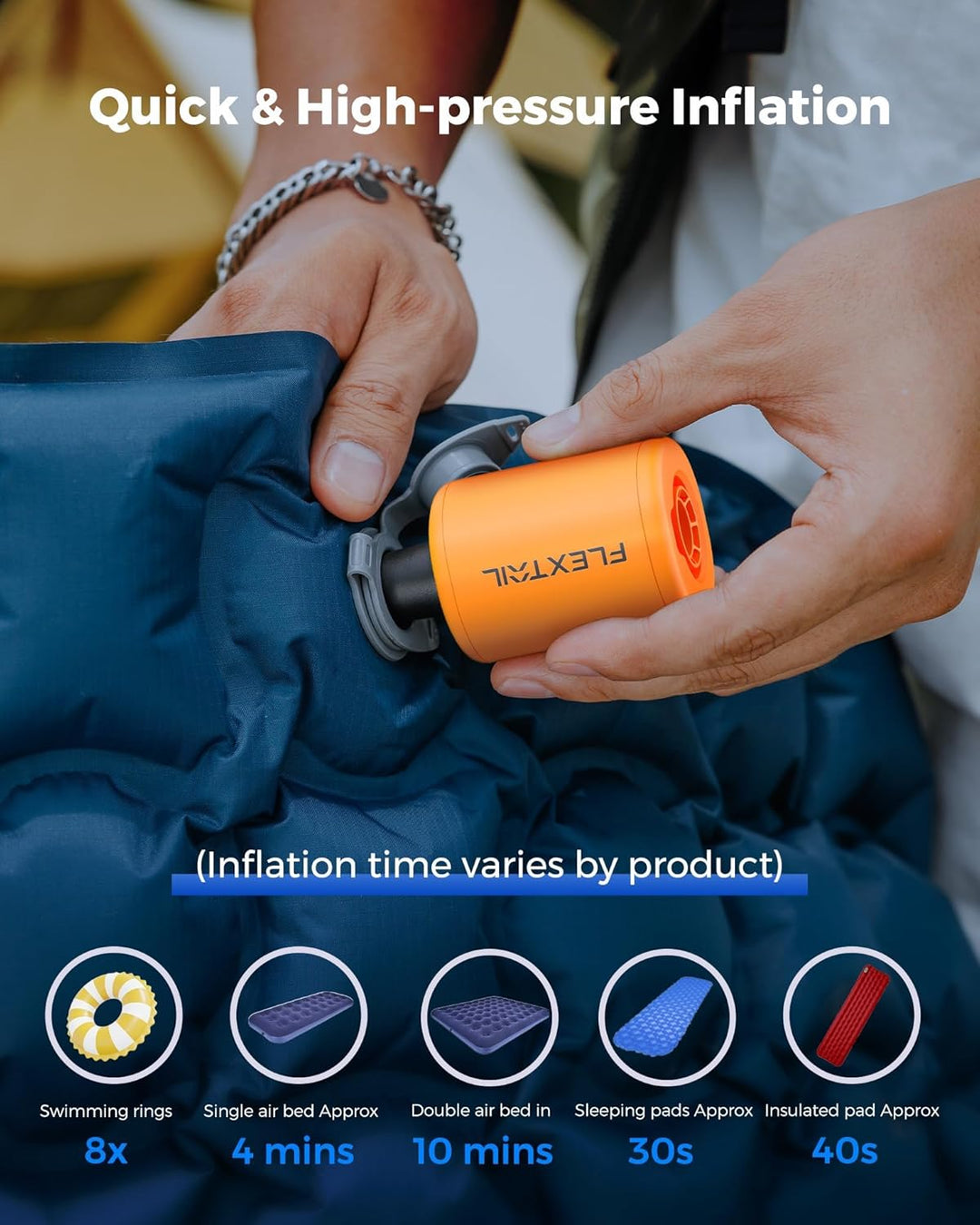 FLEXTAILGEAR Tiny PUMP2 X, Elektrische Luftpumpe mit 1300mAh Akku, Tragbare Kompakte Mini Pumpe USB