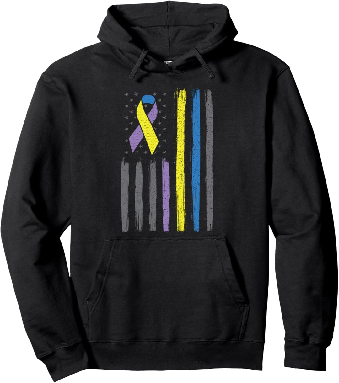 Ribbon flag bladder cancer awareness Pullover Hoodie