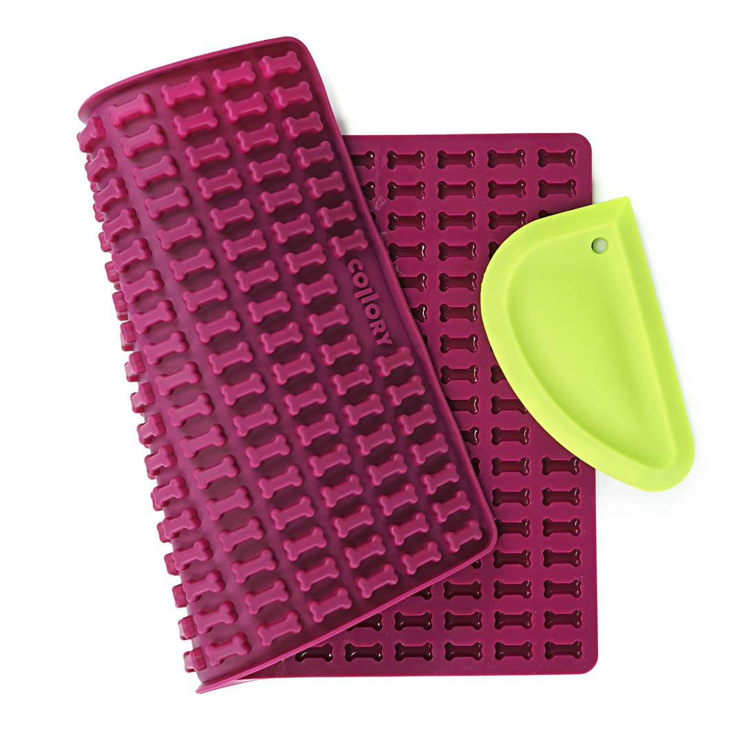 Collory Mini Knochen (2cm) Silikon Backform und Teigschaber Set, Backmatte für Hundekekse und Lecker