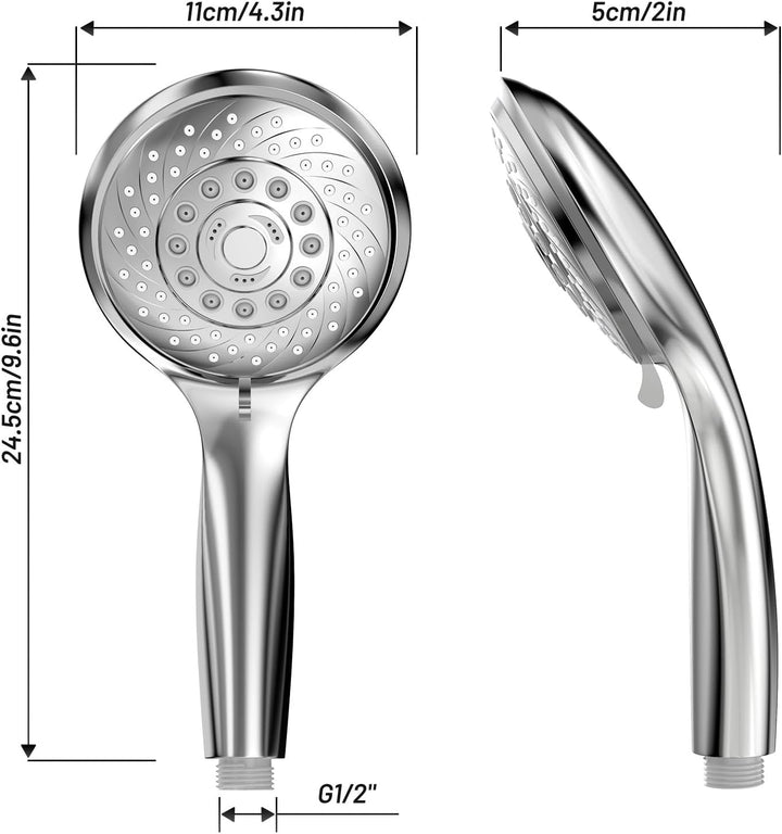 VEHHE Duschkopf mit Schlauch, Duschbrause mit Schlauch 1,5m, Regendusche Handbrause mit Selbstreinig