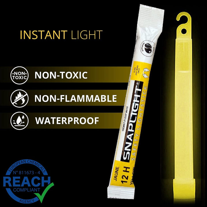 Cyalume SnapLight Knicklichter in Gelb (10-er Pack) - 15 cm Glow Sticks mit Haken am Ende - ultra he