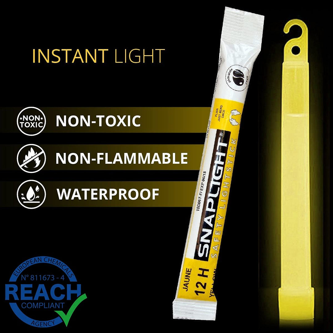 Cyalume SnapLight Knicklichter in Gelb (100-er Pack) - 15 cm Glow Sticks mit Haken am Ende - ultra h