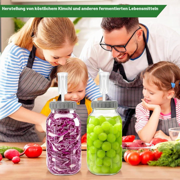 2 Stück Fermentierglas,2L Breiter Mund Fermentiergläser, Fermentiergläser mit Luftschlössern&amp; Gewich