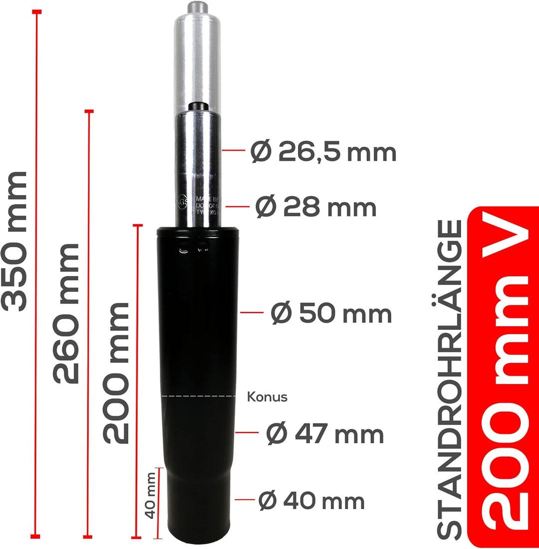 MYNEEED Bürostuhl Gasfeder - Gasdruckfeder Belastbar bis 200 kg - Gasdruckdämpfer für Drehstuhl, Che