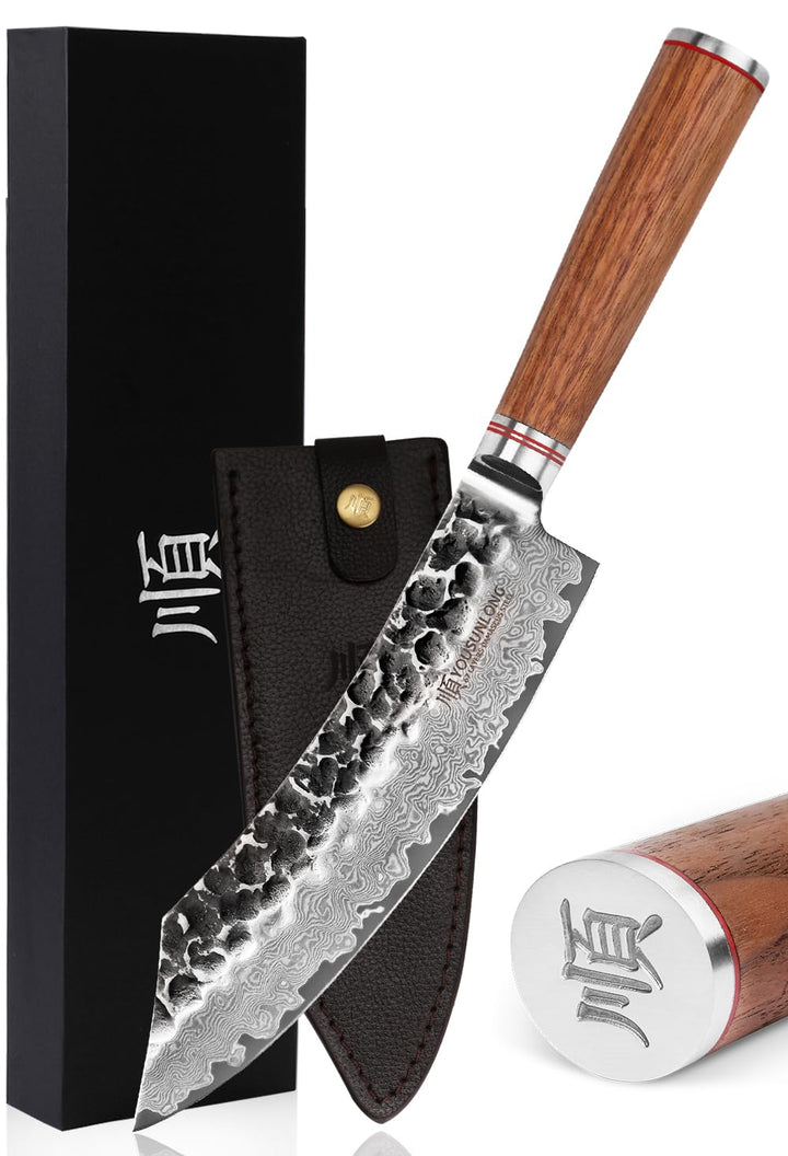 YOUSUNLONG Blockmesser 20,50cm Metzgermesser klein extrem scharfe Klinge I Damast Küchenmesser und P
