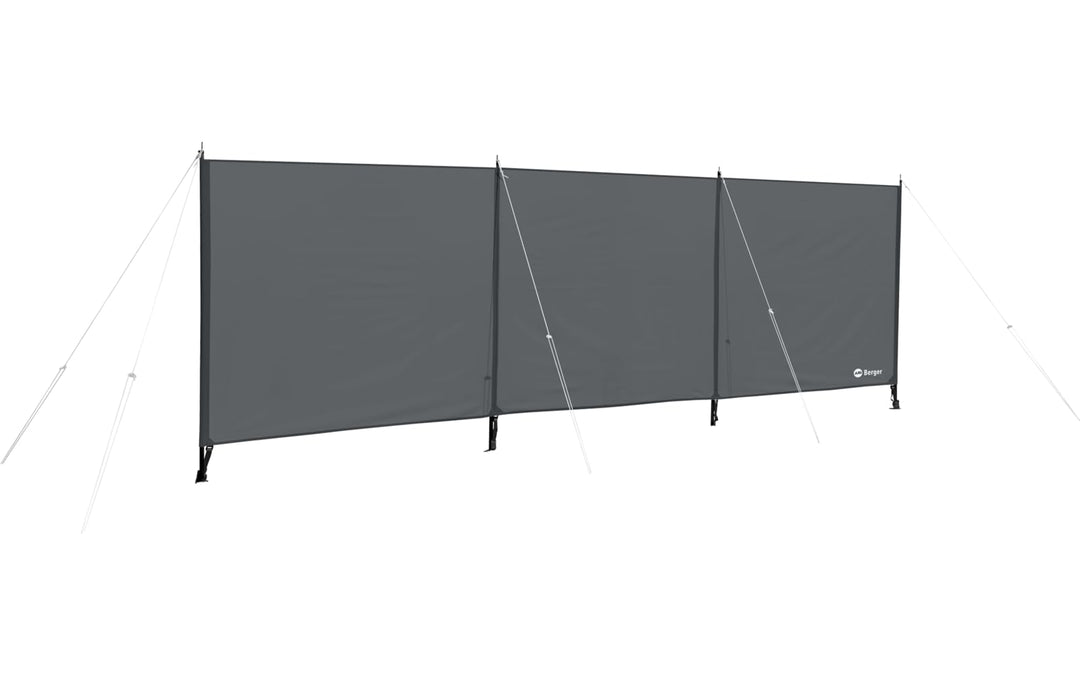 BERGER Windschutz Ventana 460 x 130 cm - Sichtschutz für Strand, Camping und Garten in Grau-Schwarz