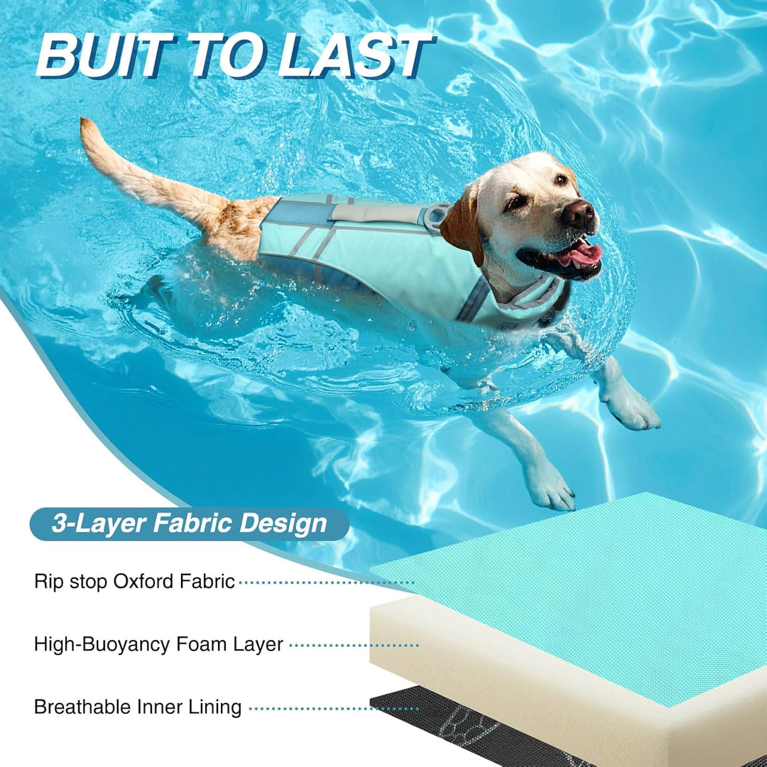 VIVAGLORY Sports Style Schwimmweste Hund, Hundeschwimmweste für Bootfahren, Auftrieb & Schwimmhilfe,