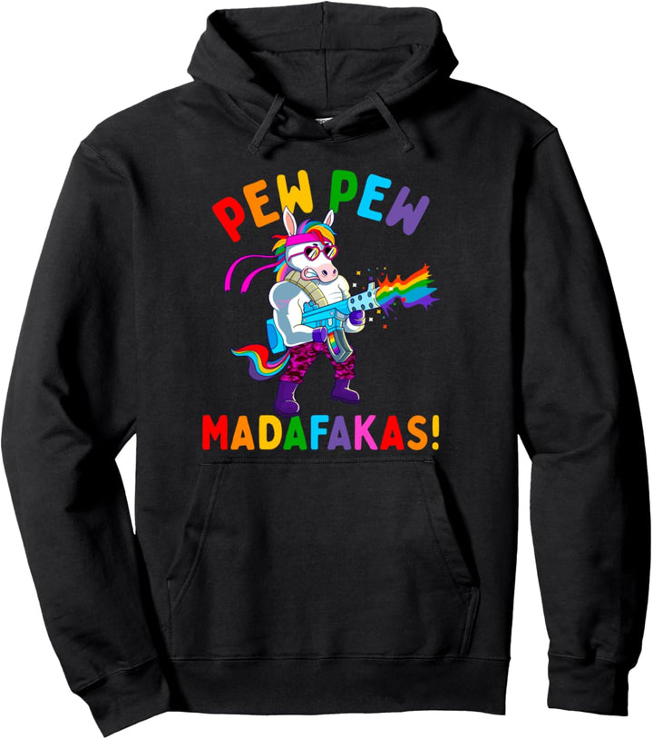 Pew Pew Madafakas Verrückte Einhorn Geschenk Männer Frauen Pullover Hoodie